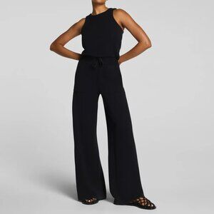 SPANX Black Sleeveless Wide-Leg Drawstring Jumpsuit